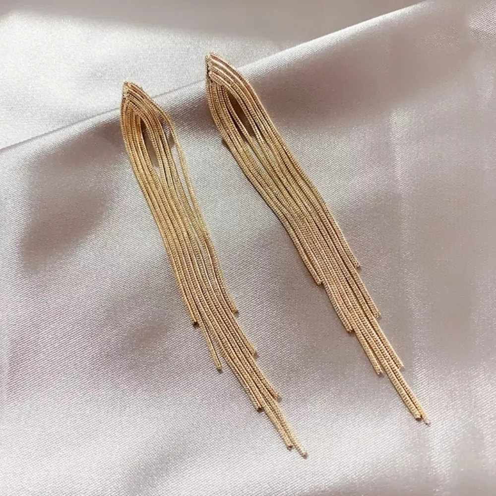 HOST PICK 👍👌Long Gold Tassel Earrings - Picture 1 of 2